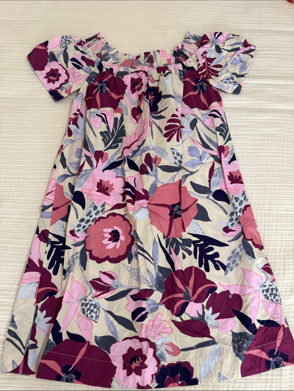 Loft Floral Dress in Pink and Burgundy